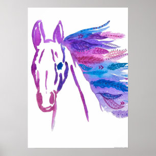 Poster boémio selvagem do cavalo por Megaflora