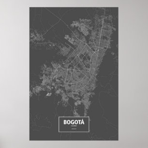 Póster Bogotá, Colômbia (branca no preto)