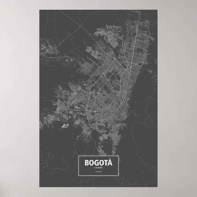 Póster Bogotá, Colômbia (branco a preto) (Frente)