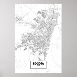 Póster Bogotá, Colômbia (preto em branco)
