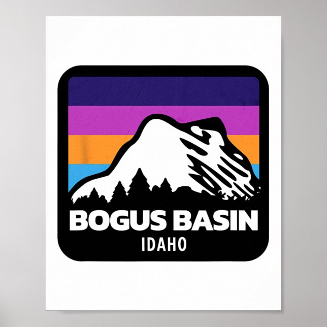 Poster Bogus Basin Idaho Skiing Montanhas Snowboard Fa (Frente)