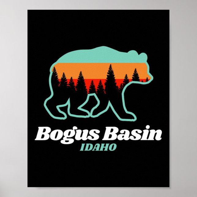Poster Bogus Basin Idaho Skiing Snowboard Bear (Frente)