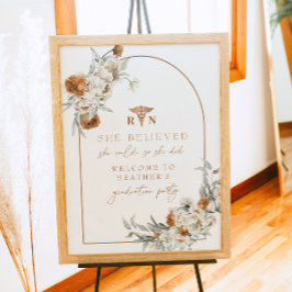 Poster BOHEME Terracotta Floral Boho RN Graduação de Enfe