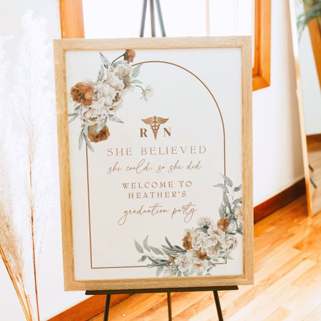 Poster BOHEME Terracotta Floral Boho RN Graduação de Enfe (Criador carregado)