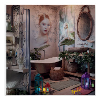 Póster "Bohemian Bath Bliss - Fada e Legância Feminina