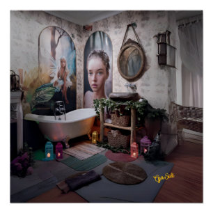 Póster "Bohemian Bath Bliss - Fada e Legância Feminina