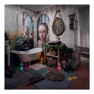 Póster "Bohemian Bath Bliss - Fada e Legância Feminina