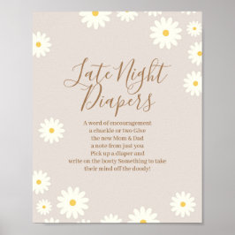 Poster Bohemian Daisy Floral Baby Late Night Sinal