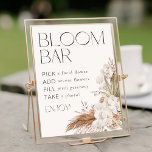Poster Bohemian Floral & Feather Bloom Flower Bar<br><div class="desc">Este design apresenta floral boêmico neutro com folhas de palma,  penas e uma letra retrô em negrito.</div>