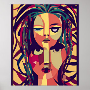 Poster Bohemian Medusa, abstract modern portrait