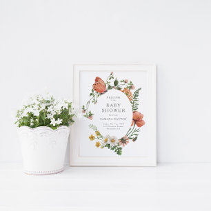 Poster Bohemian Wildflower Butterfly Chá de fraldas Welco