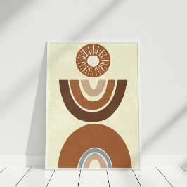 Poster Boho Abstrato Terra Tone Folk e Arco-íris