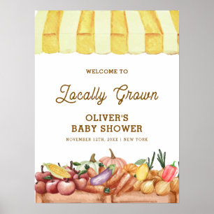 Poster Boho Aguarela Frutas Legumes Bem-vindo ao Chá de B