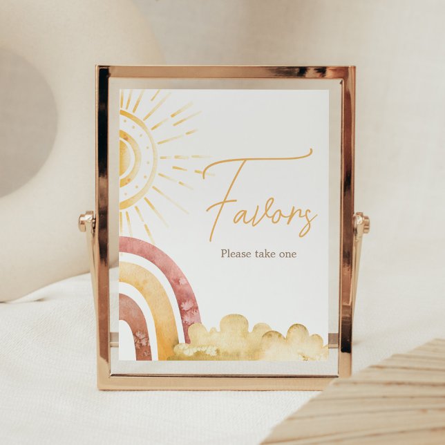 Poster Boho, aqui vem o Chá de fraldas do Filho (Sonshine Baby Shower Favors Sign)