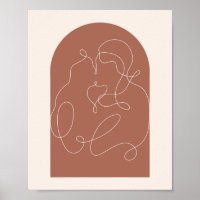 Boho Arch Beija Linha Linear Contínua Art 1°