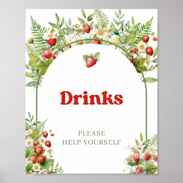 Poster Boho Arch Berry Bebidas rosadas de morango silvest (Frente)