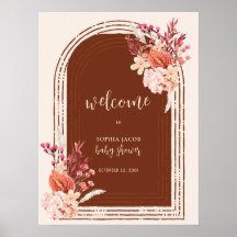 Boho Arco Floral de Terracota Chá de Bebê Bem-Vind