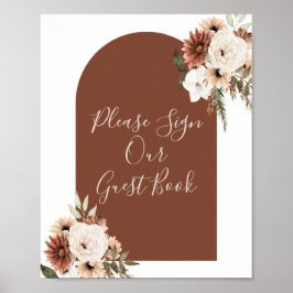 Poster Boho Arco Terracota Floral Por Favor Assine nosso