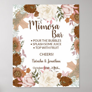 Poster Boho Autumn Mimosa Chá de panela Sinal de Casament