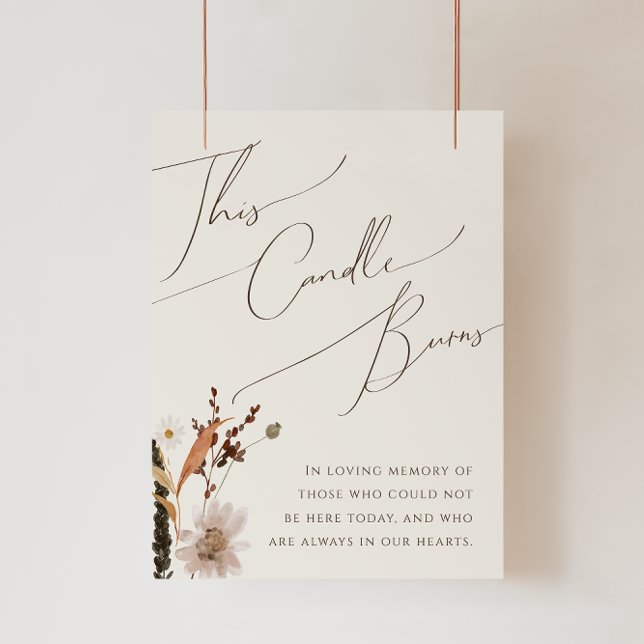 Poster Boho Autumn Wildflower | Beige This Candle Burns (Criador carregado)