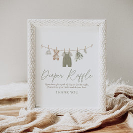 Poster Boho Baby Clothes Baby Shower Diaper Raffle Sign