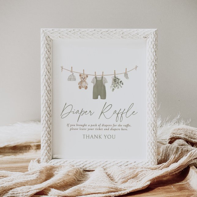 Poster Boho Baby Clothes Baby Shower Diaper Raffle Sign (Criador carregado)