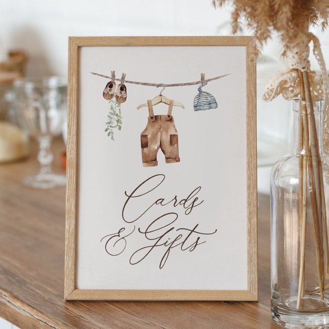 Poster Boho Baby Clothes Boy Chá de fraldas Cards and Gif (Criador carregado)