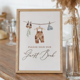 Poster Boho Baby Clothes Boy Chá de fraldas Guest Sinal