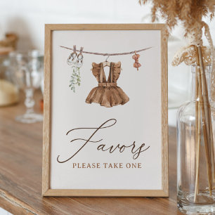 Poster Boho Baby Clothes Girl Chá de fraldas Favor Sinal