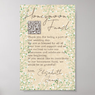 Poster Boho Baby's Breath Flowers Rustic Honeymoon Fund