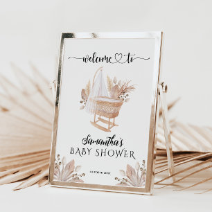 Poster Boho Berçário Grama de Pampas Menina Chuveiro de B