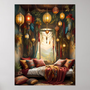 Poster Boho Bliss - Quarto Boêmico Estético