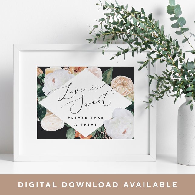 Poster Boho Blooms Love É Bonito Sinal De Bar De Sobremes (Criador carregado)