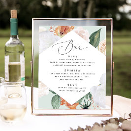 Poster Boho Blooms Sinal de Bar de Casamento