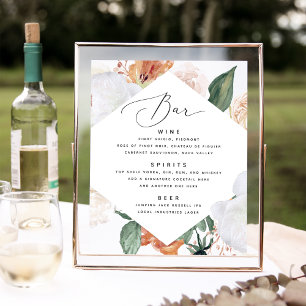 Poster Boho Blooms Sinal de Bar de Casamento