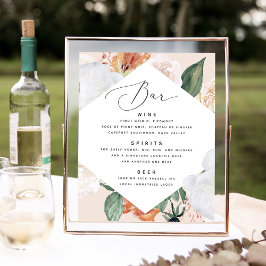 Poster Boho Blooms Sinal de Bar de Casamento