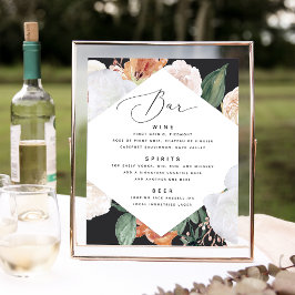 Poster Boho Blooms Sinal de Bar de Casamento