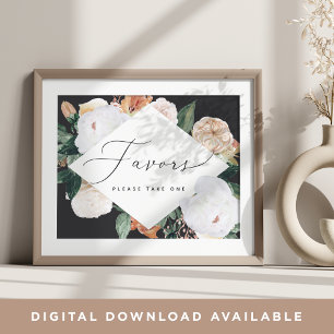Poster Boho Blooms Sinal de Favor de Casamento