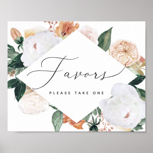 Poster Boho Blooms Sinal de Favor de Casamento (Frente)