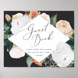 Poster Boho Blooms Sinal de Guestbook