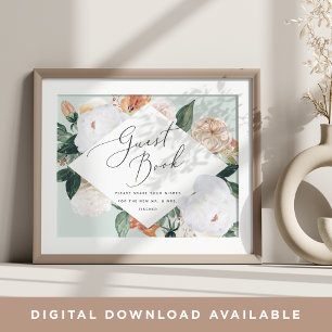 Poster Boho Blooms Sinal de Guestbook