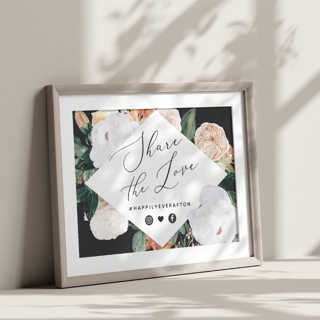 Poster Boho Blooms Sinal de Hashtag de Casamento (Criador carregado)