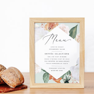 Poster Boho Blooms - Sinal de Menu de Casamento