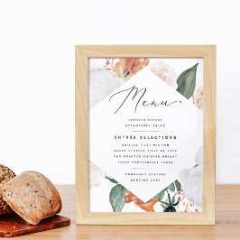Poster Boho Blooms - Sinal de Menu de Casamento