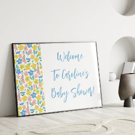 Poster Boho Blue Ditsy Floral Custom Chá de fraldas Welco