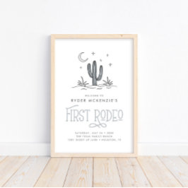 Poster Boho Blue Modern Boys First Rodeo primeiro anivers