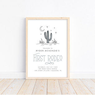 Poster Boho Blue Modern Boys First Rodeo primeiro anivers