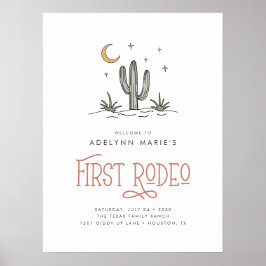 Poster Boho Blush Modern Girls Primeiro Rodeio Aniversári