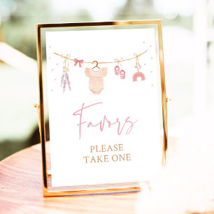 Poster Boho Blush Pink Chá de fraldas Favorece Sinal