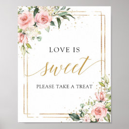 Poster Boho Blush Pink Dourado Geométrico Amor é doce